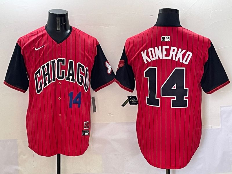 Men Chicago White Sox #14 Konerko Red Stripe Joint Name Nike 2025 MLB Jersey style 2->chicago white sox->MLB Jersey